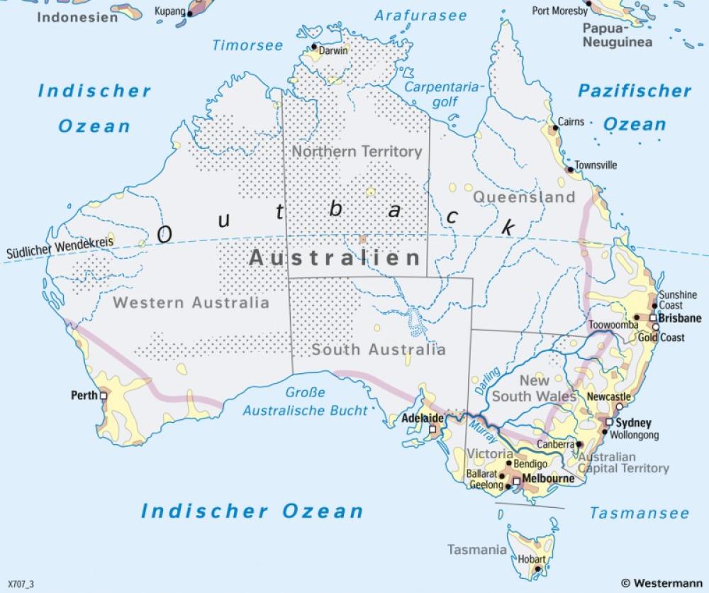 Bild der Karte Australien - Bevölkerung - Australien und Ozeanien - Wirtschaft und Bev&#246;lkerung