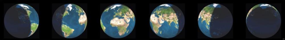 Bild der Karte Die Tag-Nacht-Grenze um 12:00 Uhr Mitteleuropäischer Zeit - Erde - Zeitzonen