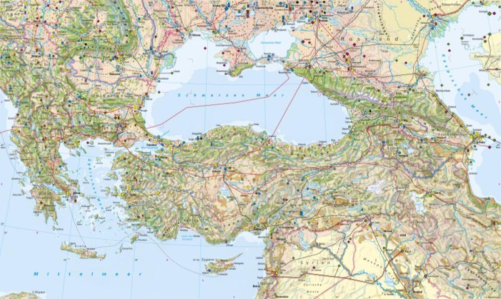 Bild der Karte Südosteuropa, Türkei, Kaukasus - Wirtschaft und Umwelt - S&#252;dosteuropa, T&#252;rkei, Kaukasus - Wirtschaft und Umwelt