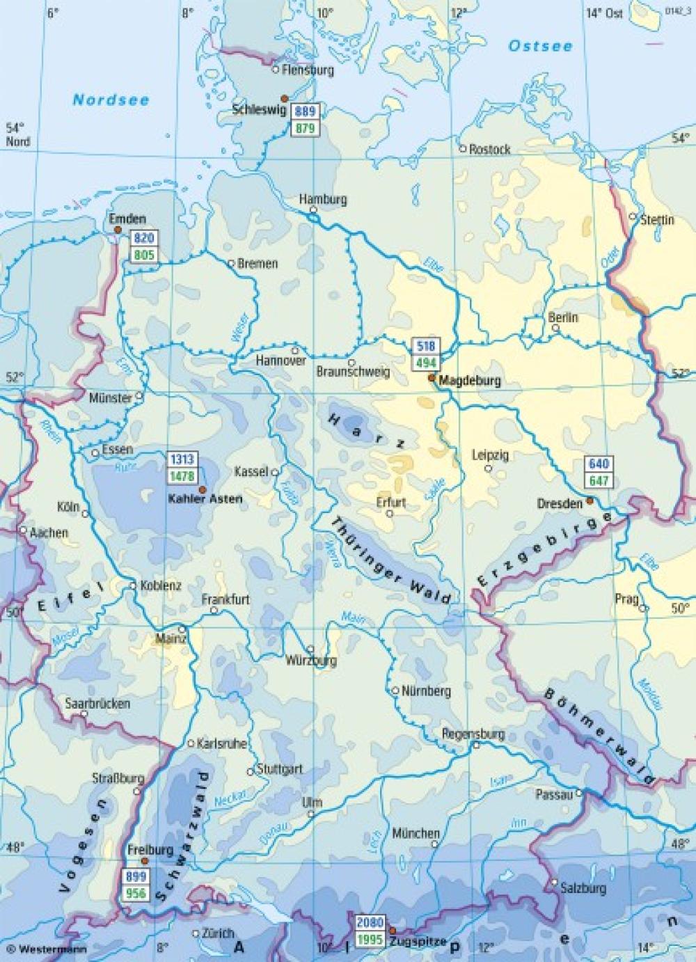 Bild der Karte Deutschland - Niederschläge im Jahr - Deutschland - Klima und Klimawandel