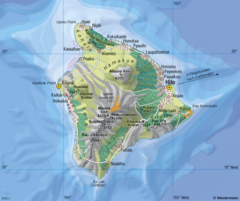 Bild der Karte Hawaii (USA) - Vulkaninsel - Australien und Ozeanien - Physische &#220;bersicht