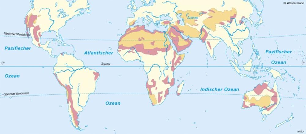 Bild der Karte Erde - Ausbreitung der Wüsten und Trockengebiete - Erde - W&#252;sten und Trockengebiete