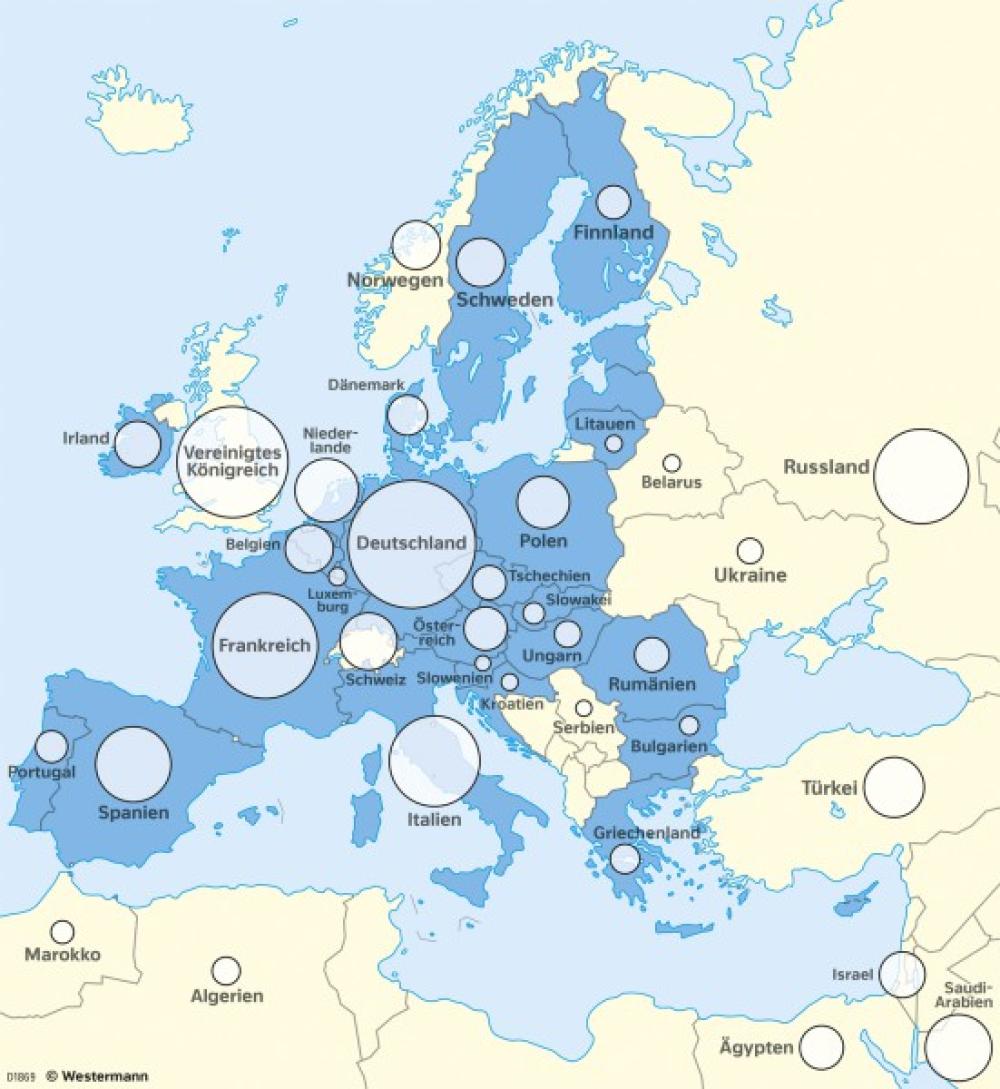 Bild der Karte EU - Wirtschaftskraft pro Land - Europa - Wirtschaft