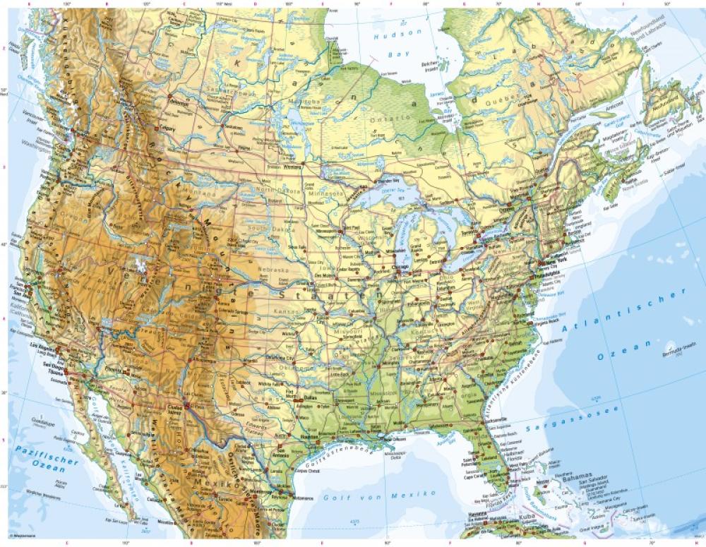 Bild der Karte Vereinigte Staaten von Amerika (USA) - Physische Karte - Vereinigte Staaten von Amerika (USA) - Physische Karte