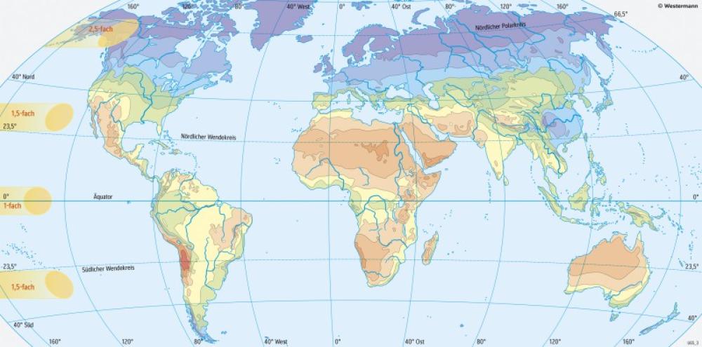 Bild der Karte Erde - Globalstrahlung - Erde - Energie und Klimawandel