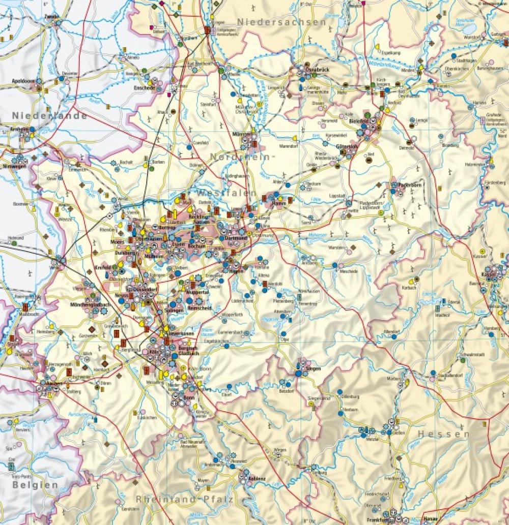 Bild der Karte Nordrhein-Westfalen - Wirtschaft und Verkehr - Nordrhein-Westfalen - Wirtschaft und Verkehr