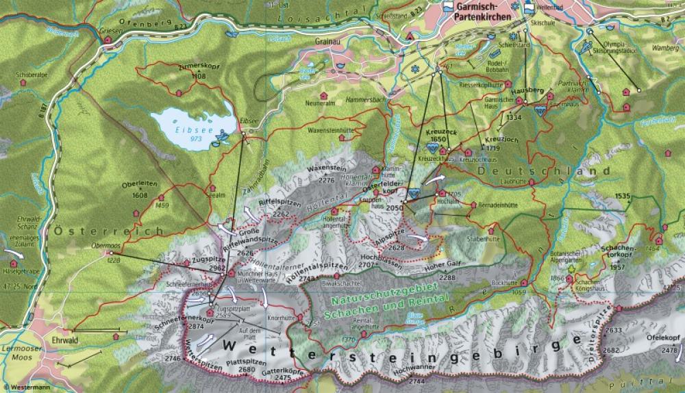 Bild der Karte Werdenfelser Land (Alpen) - Tourismus im Hochgebirge - Deutschland - Tourismus und Naturschutz