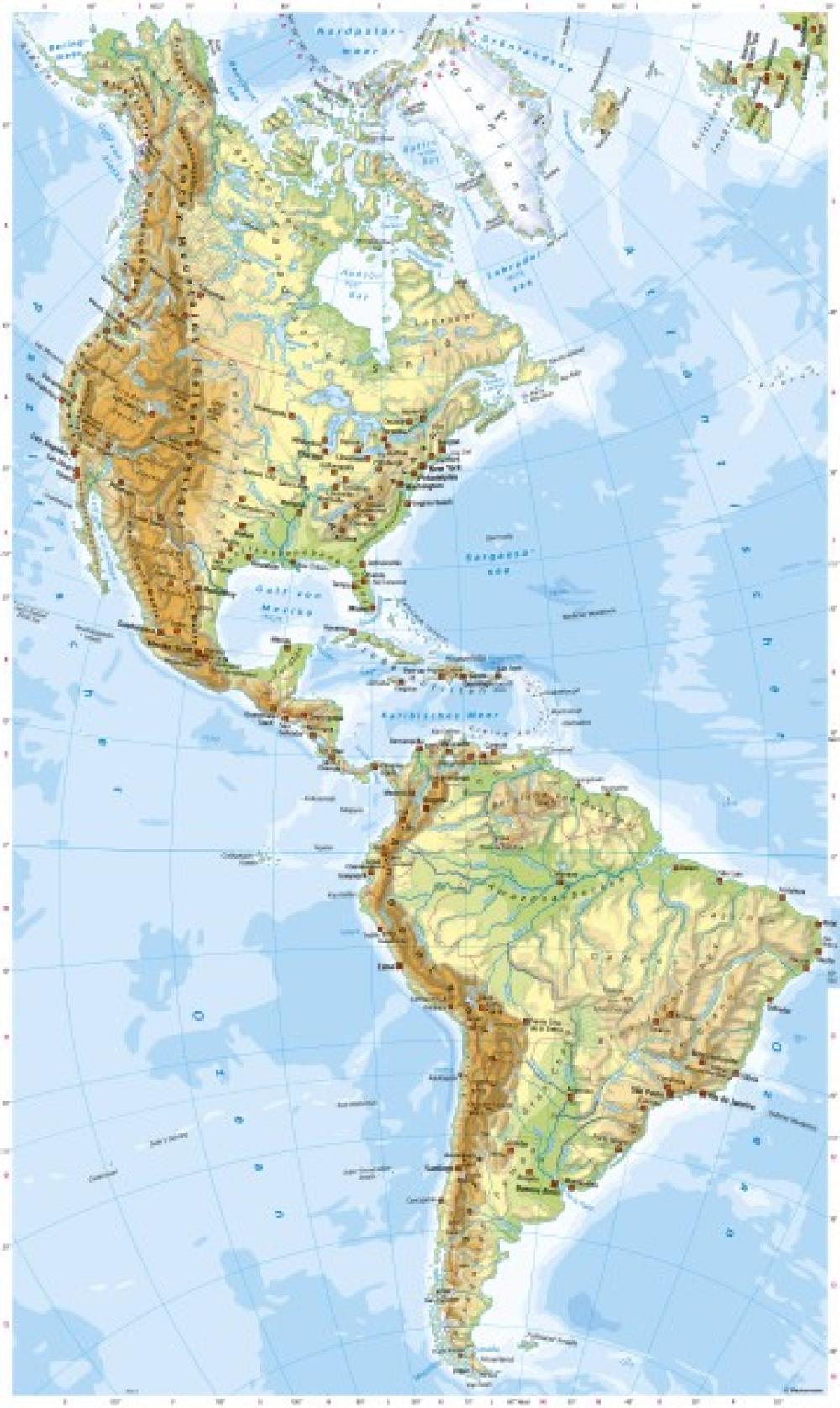 Bild der Karte Amerika - Physische Übersicht - Amerika - Physische &#220;bersicht