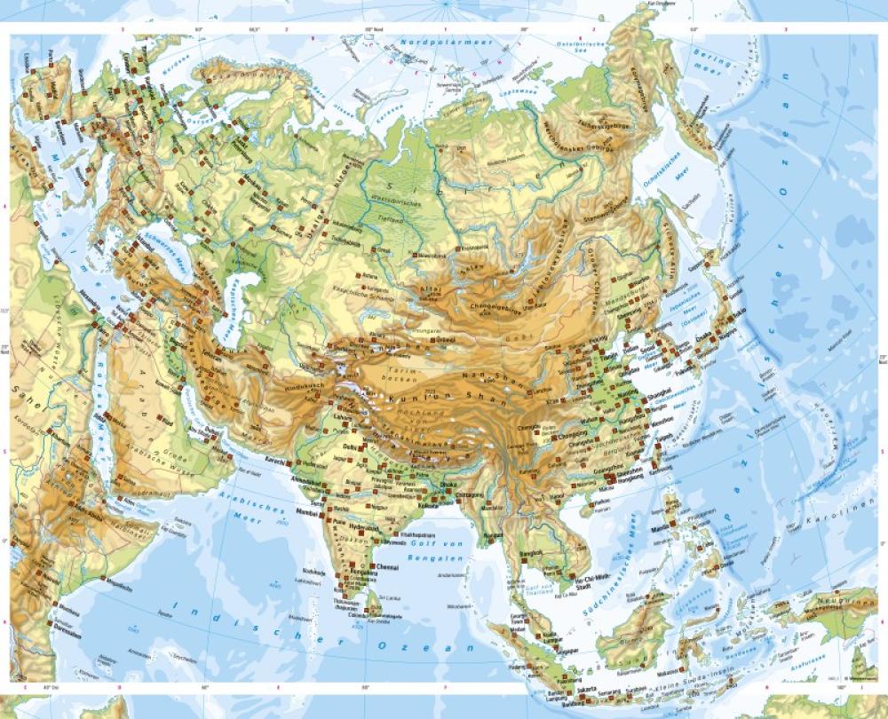 Bild der Karte Asien - Physische Übersicht - Asien - Physische &#220;bersicht