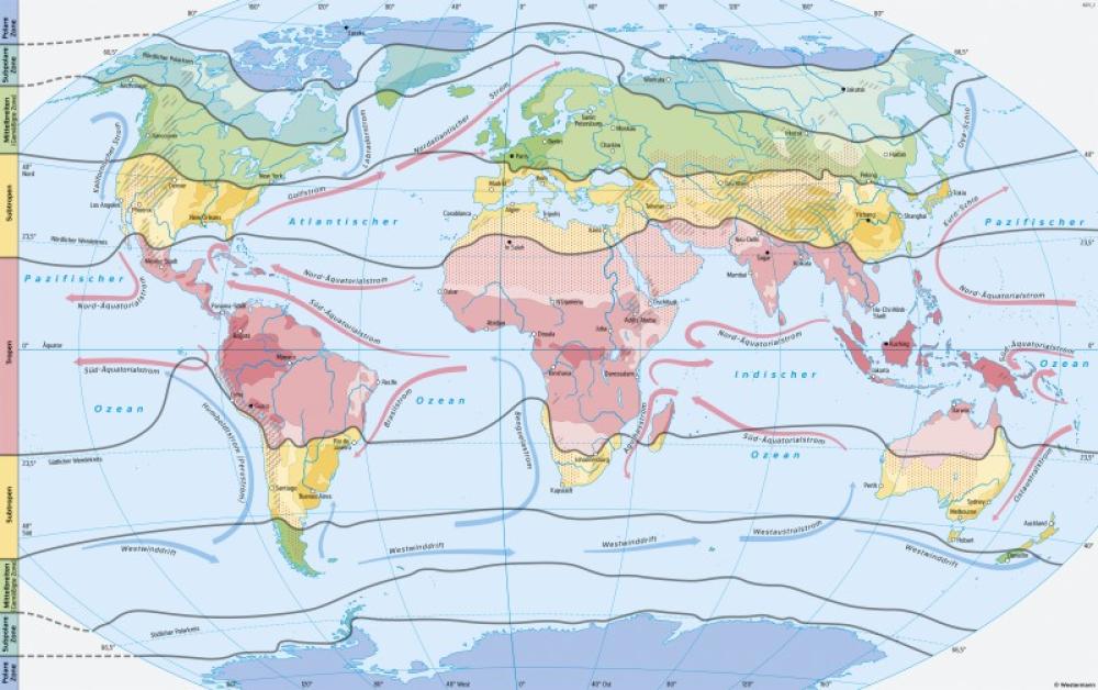 Bild der Karte Klimate der Erde - Erde - Klimazonen