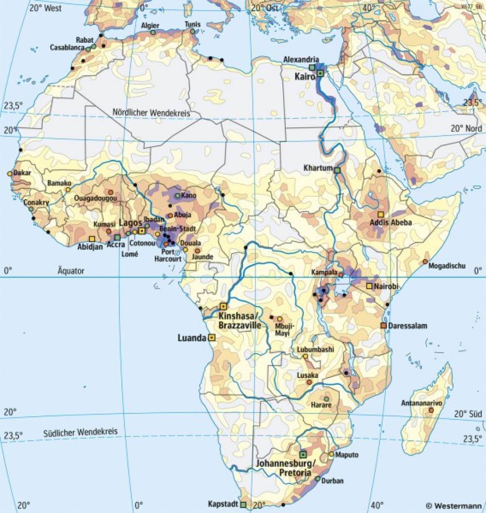 Bild der Karte Afrika - Bevölkerungsverteilung - Afrika - Staaten und Bev&#246;lkerung