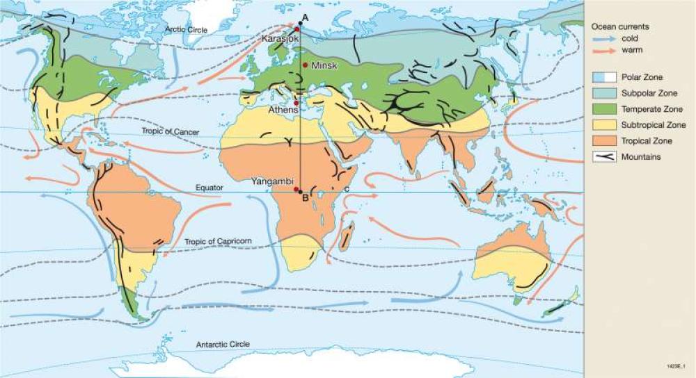 Major climatic zones of the Earth