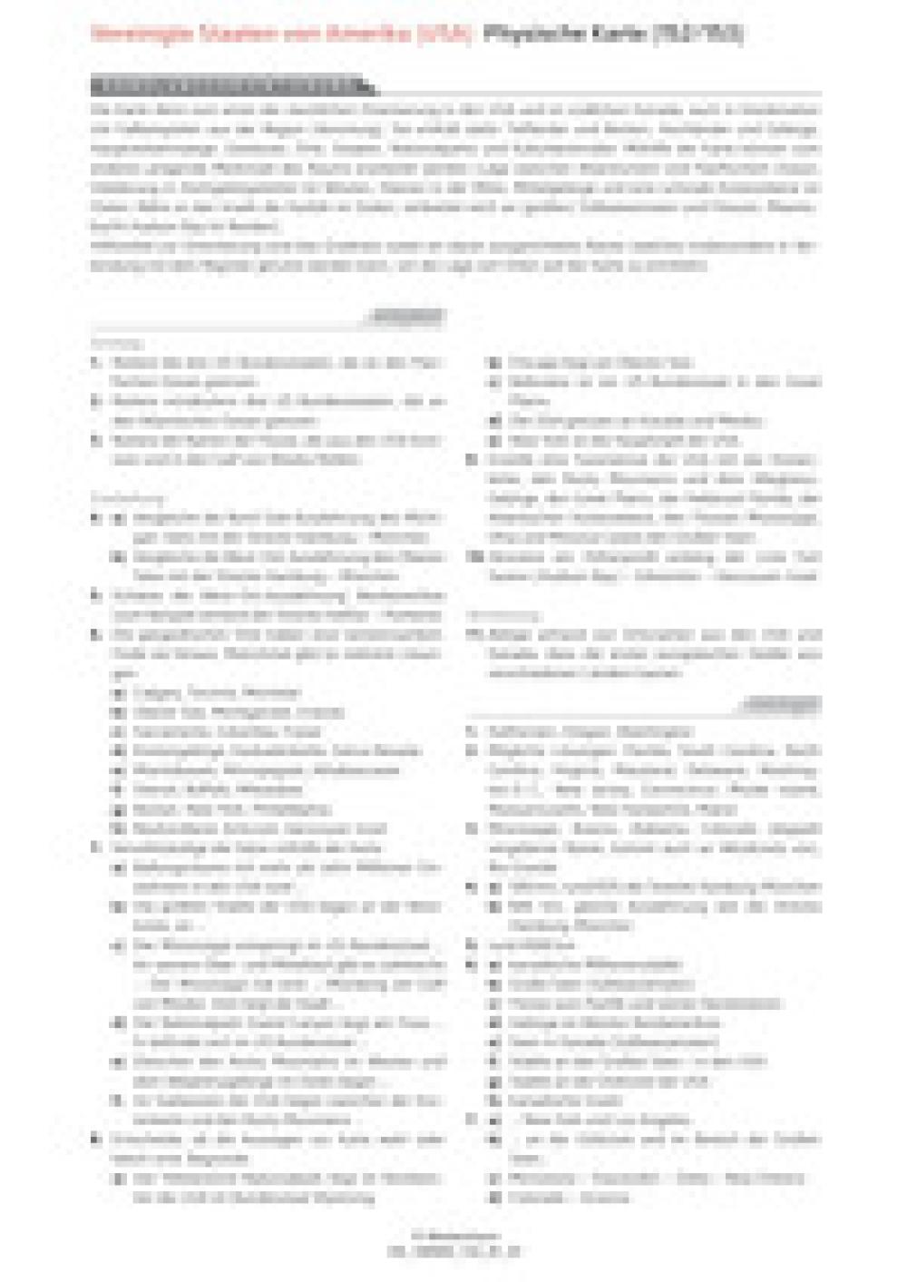 Vereinigte Staaten von Amerika (USA) - Physische Karte