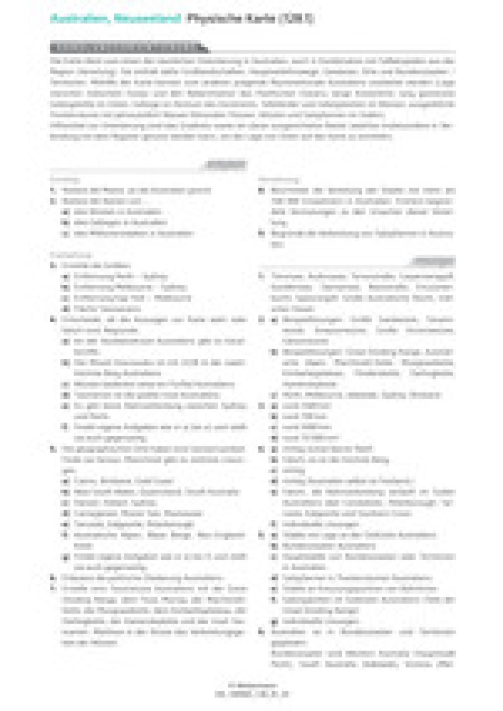 Australien, Neuseeland - Physische Karte