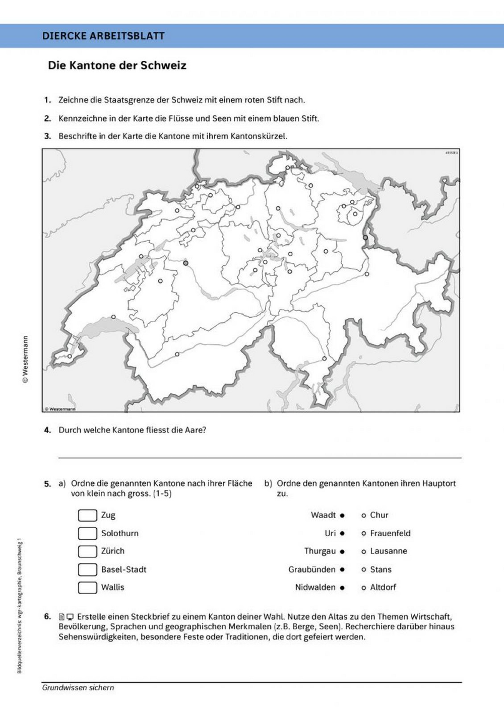 Schweiz - Kreuzworträtsel