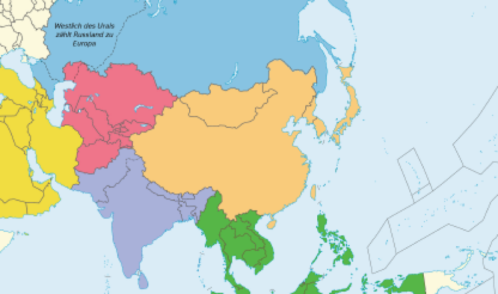 Gliederung Asiens nach Himmelsrichtungen