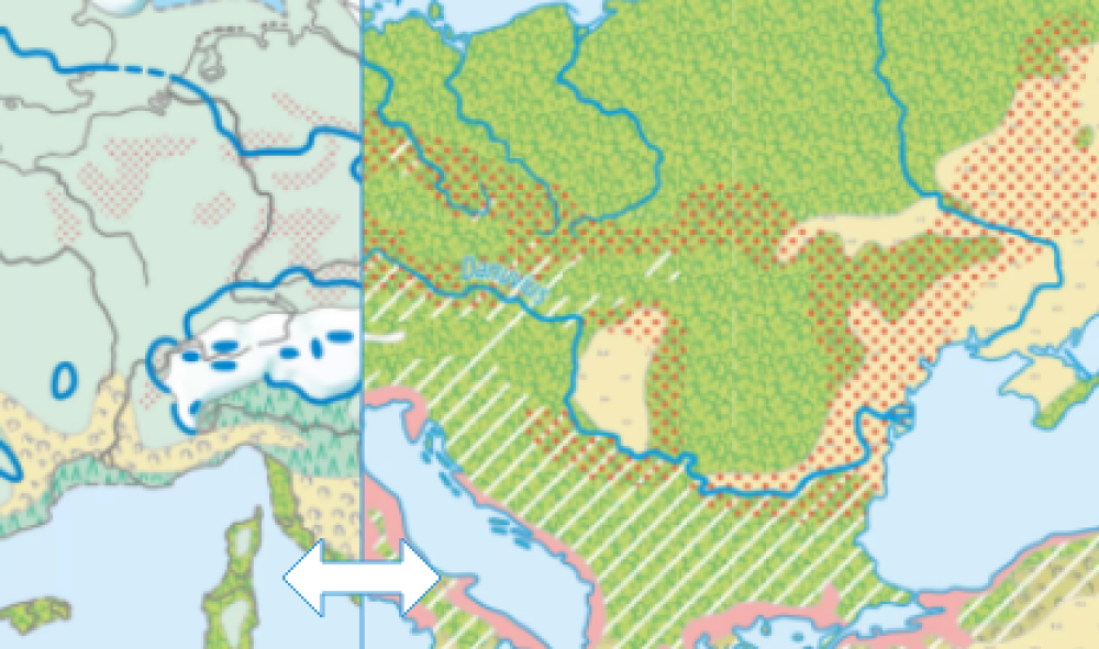 Europa – Vegetation zur Eiszeit und zur Römerzeit
