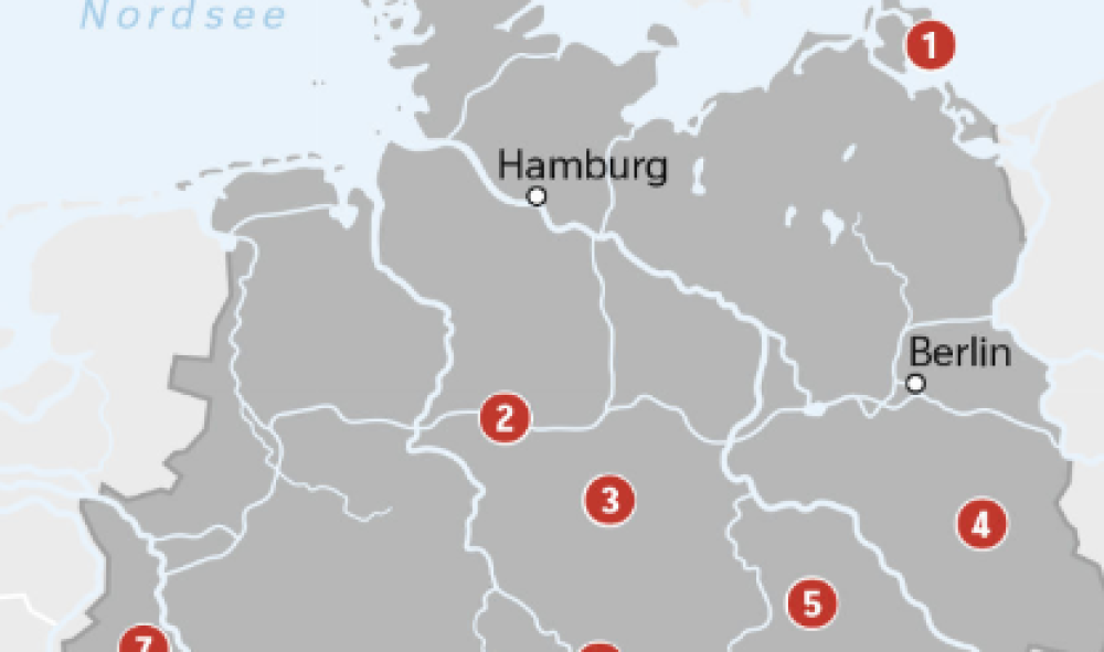 Reiseziele aus der Deutschlandkarte