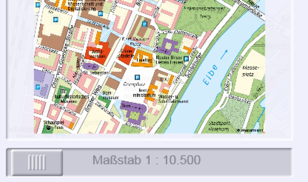 Magdeburg in verschiedenen Maßstäben