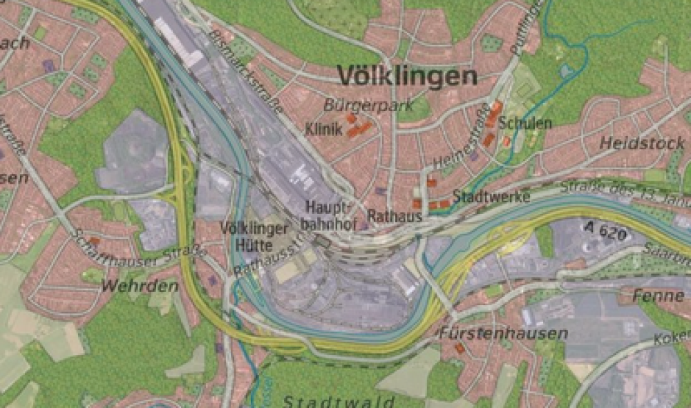 Völklingen im Luftbild und als Karte