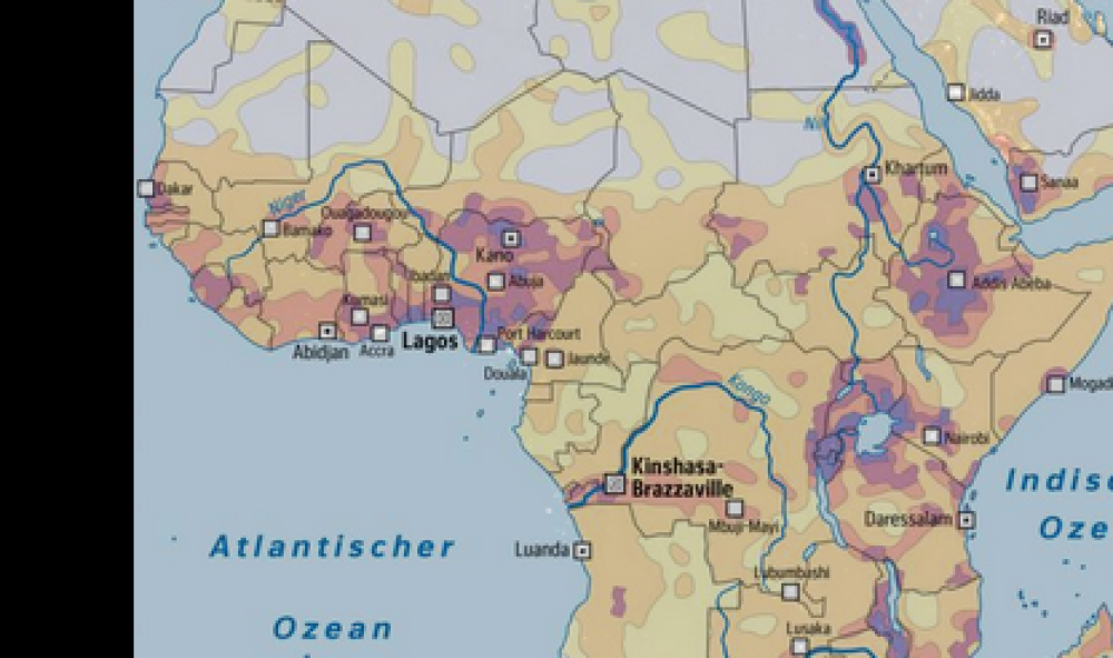 Afrika bei Nacht/Bevölkerungsdichte