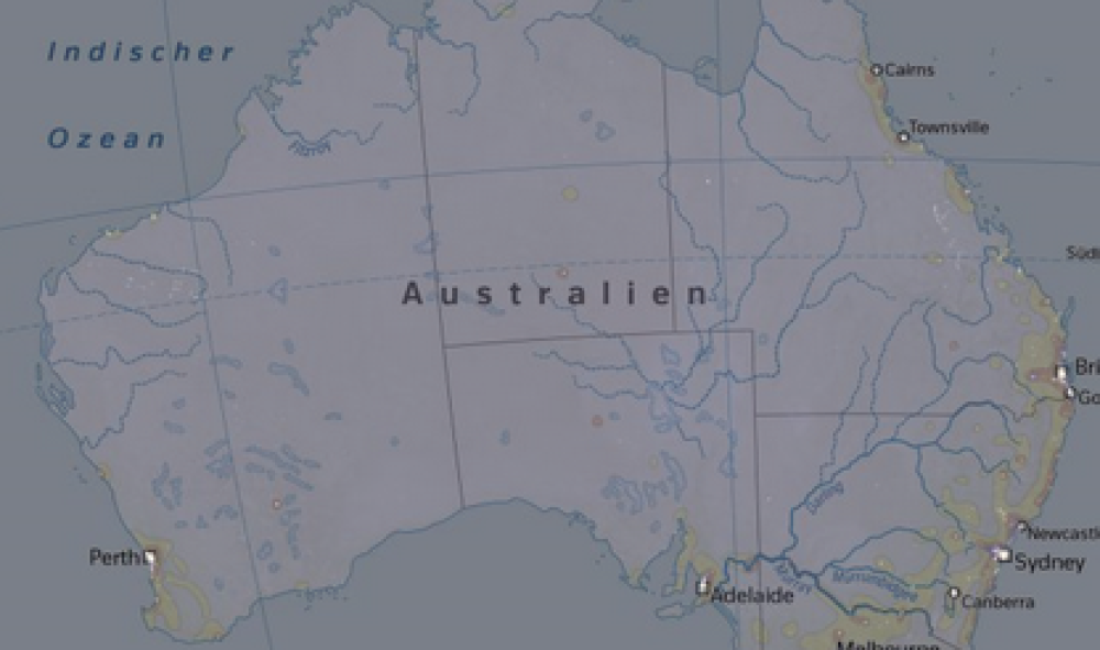 Australien bei Nacht/Bevölkerungsdichte