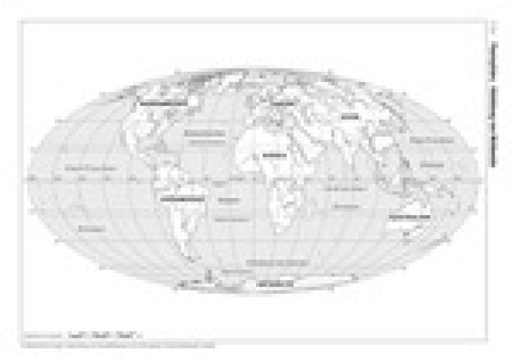 Erde (Planisphäre) - Abbildung von Mollweide