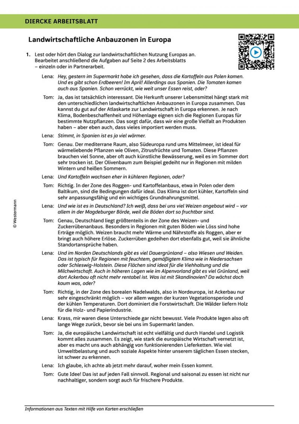 Landwirtschaftliche Anbauzonen in Europa