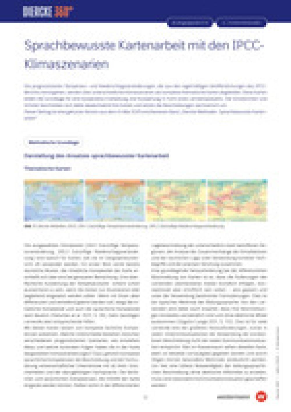 Sprachbewusste Kartenarbeit mit den IPCC-Klimaszenarien - Diercke 360° - Heft 2/2025
