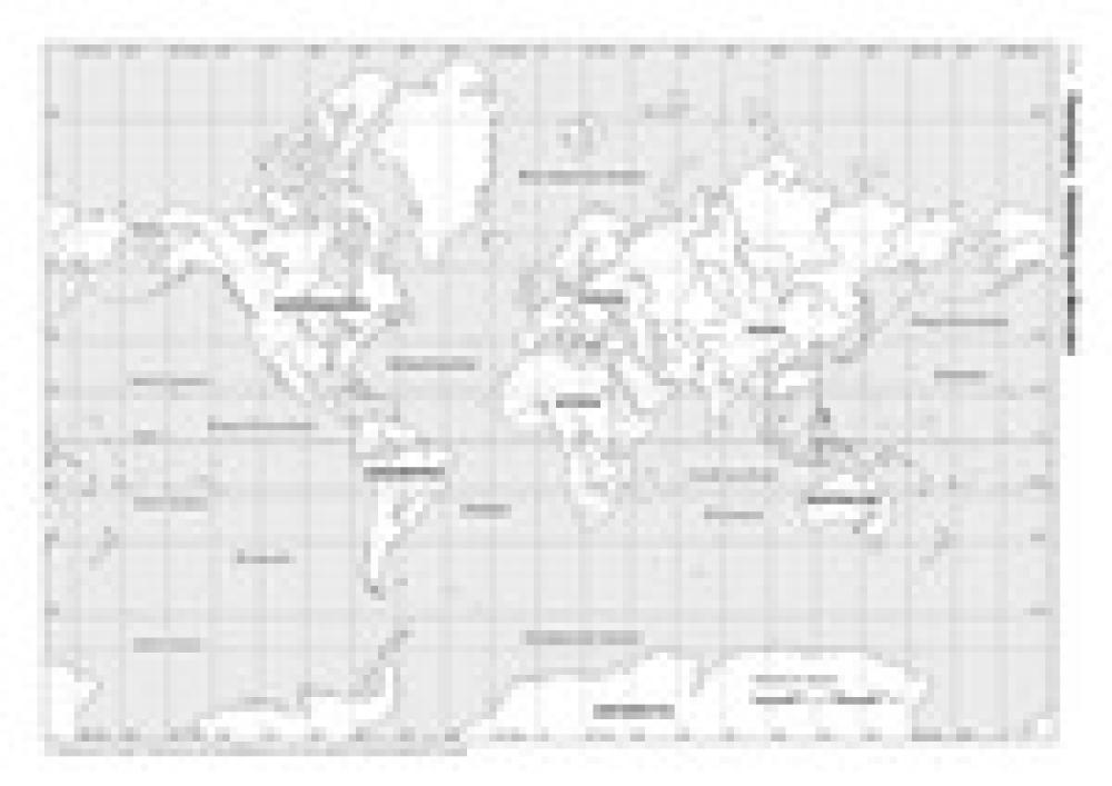 Erde (Planisphäre) - Abbildung von Mercator